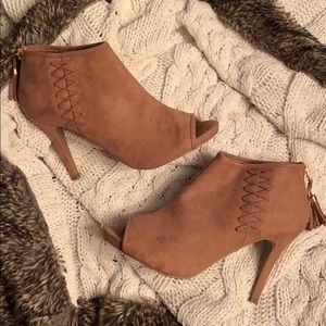 Madden Girl Suede Open Toed Bootie